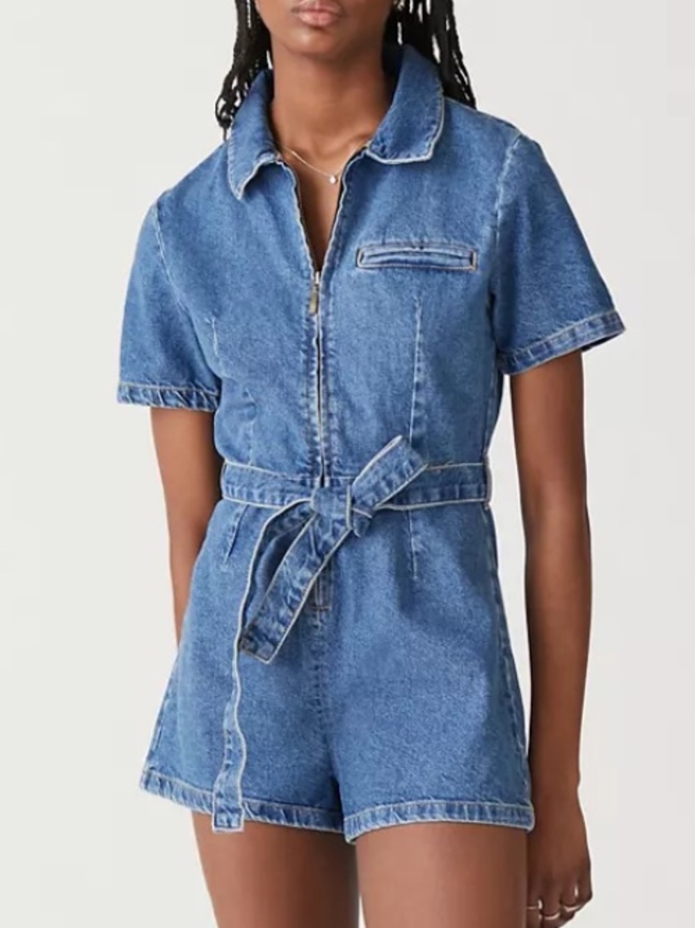 BDG Urban Outfitters UO Size 0 XS Hello Sunshine Denim Belted Romper
